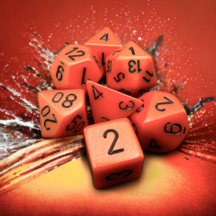 Set 7 Zaruri Chessex ~ Portocaliu Opac/Negru