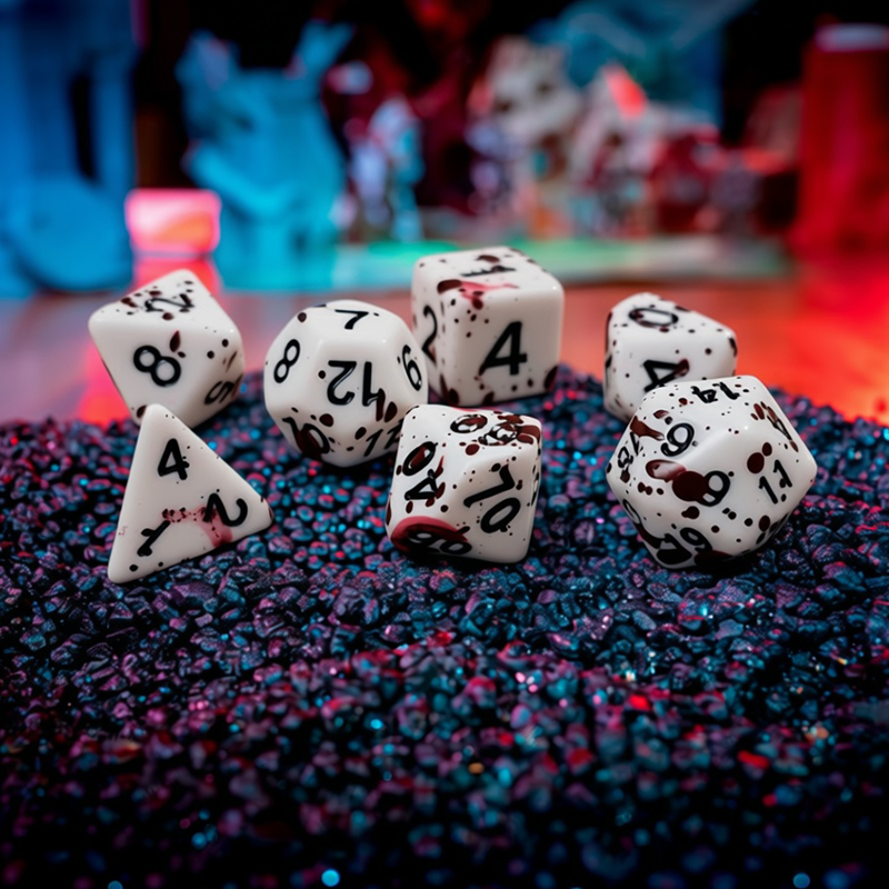 Friday the 13th, Spotted 7 Dice Set + Canvas Drawstring Bag