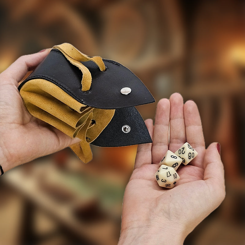 Fatebearer, Handmade Dice Pouch, Natural Leather
