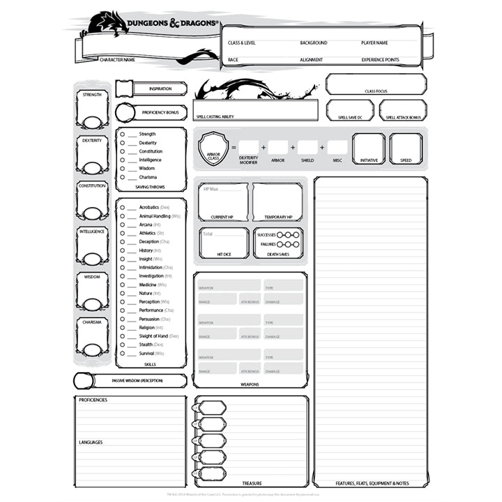 Dungeons & Dragons ~ Character Sheets (24)