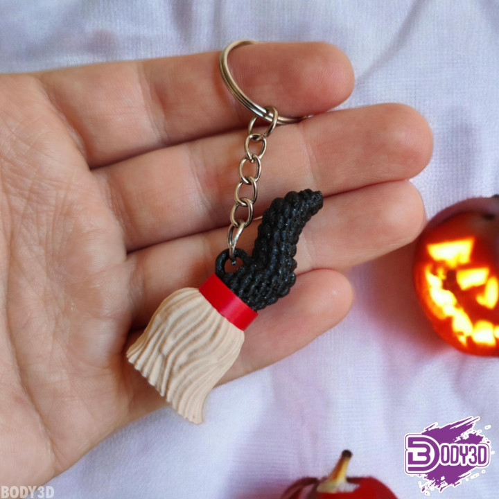 Crocheted Broom Keychain