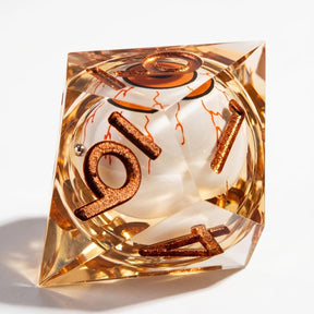 Psycho Mode d8, eyeball floating in clear resin
