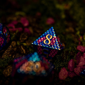 Metal dice set 05, blue and pink dragon scale, photo 7