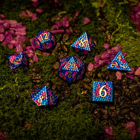 Metal dice set 05, blue and pink dragon scale, photo 8