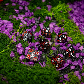 Metal dice set 07, black, with red claw marks, photo 5