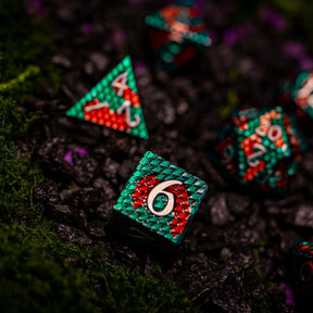 Metal dice set 08, teal and red dragon scale, photo 8