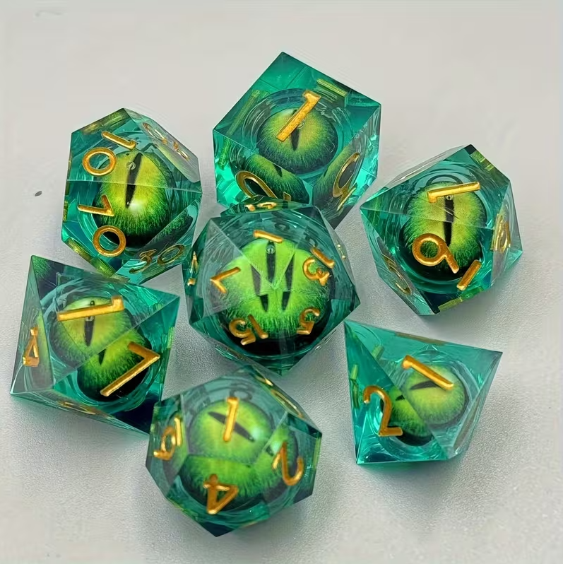 Dragon Eye Dice Set, Liquid Core + Velvet Bag