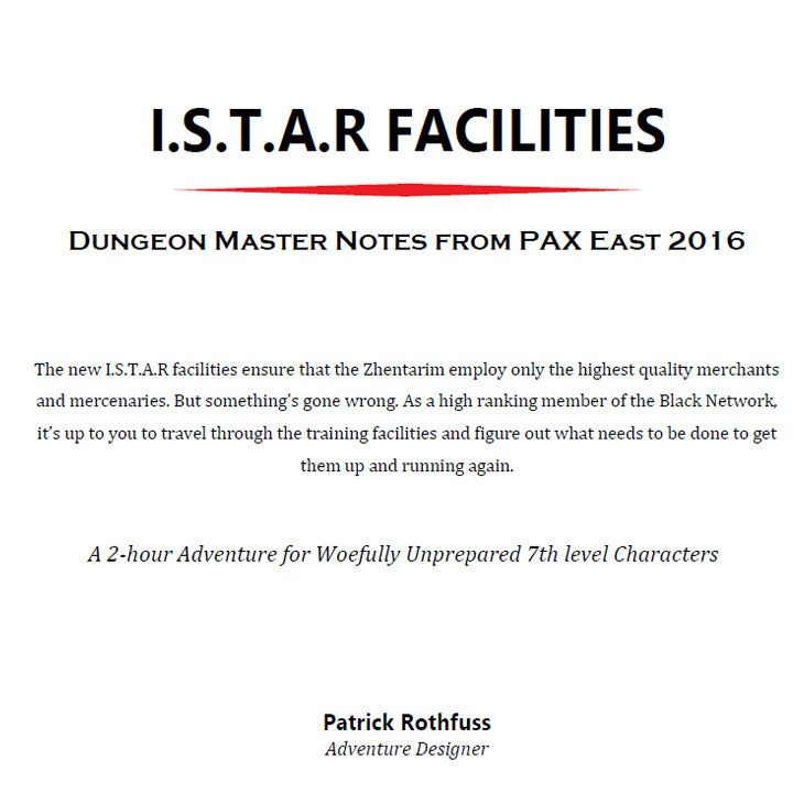 Facilități ISTAR, Aventura D&D