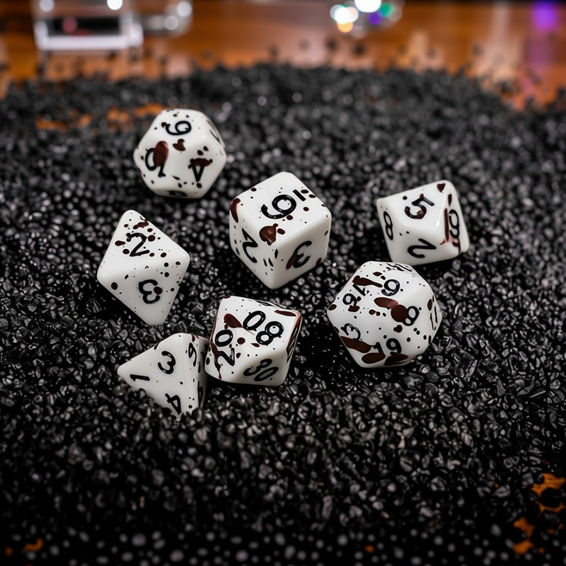 Friday the 13th, Spotted 7 Dice Set + Canvas Drawstring Bag