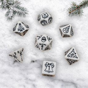 Santa's Elf, Christmas 7 Dice Set + Canvas Drawstring Bag
