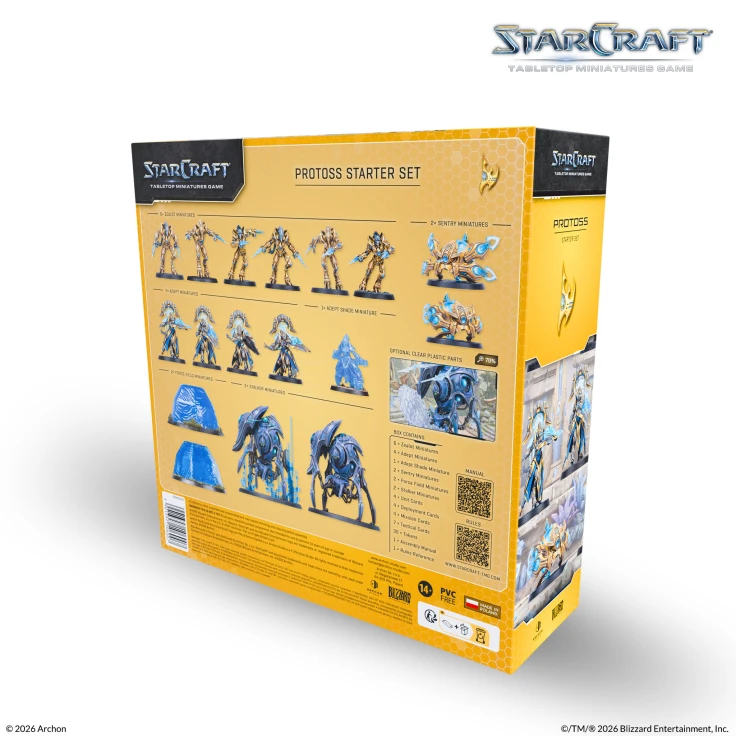 StarCraft Protoss Starter Set, box back with the contents