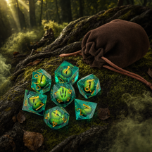 Dragon Eye Dice Set, Liquid Core + Velvet Bag