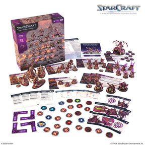 StarCraft Zerg Starter Set, everything in the box laid out