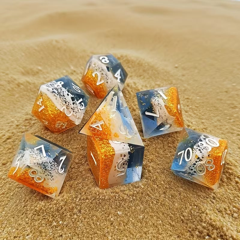 Tropical Waves Dice Set + Velvet Bag