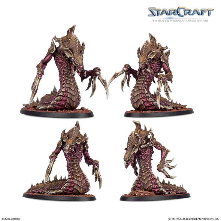 StarCraft Zerg Starter Set, the four Hydralisks, painted