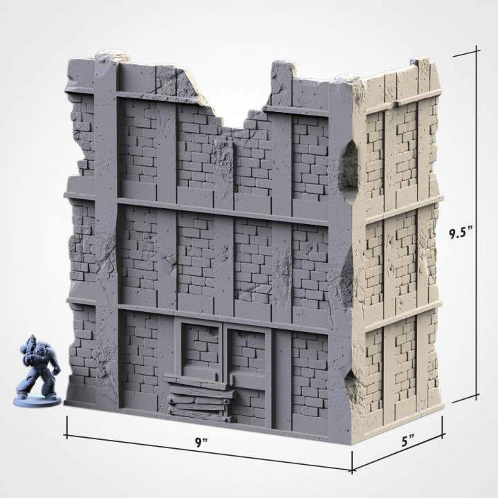 3-Story Tall Building Ruin 4, Modular Warhammer 40K Terrain