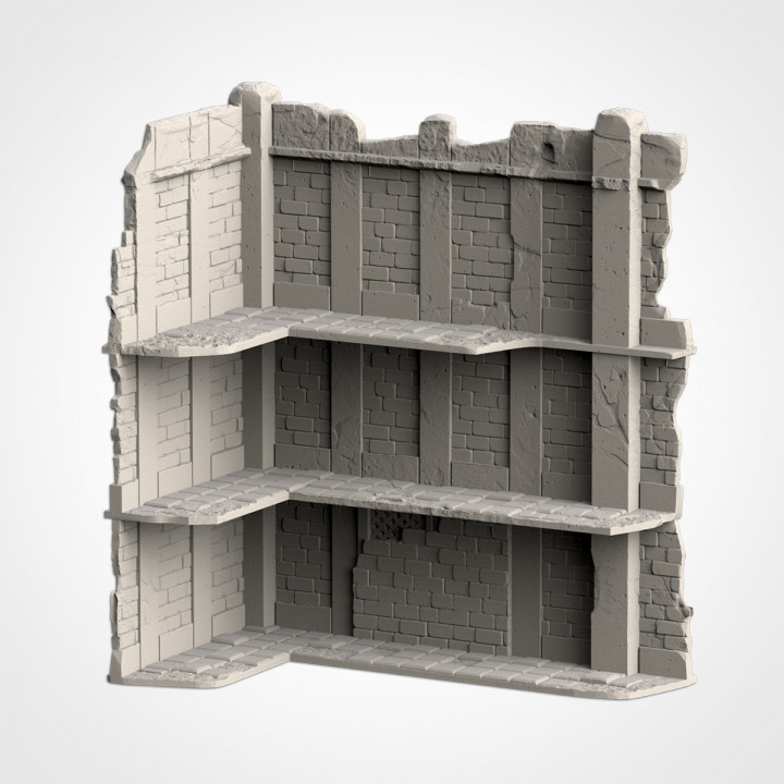 3-Story Tall Building Ruin 3, Modular Warhammer 40K Terrain