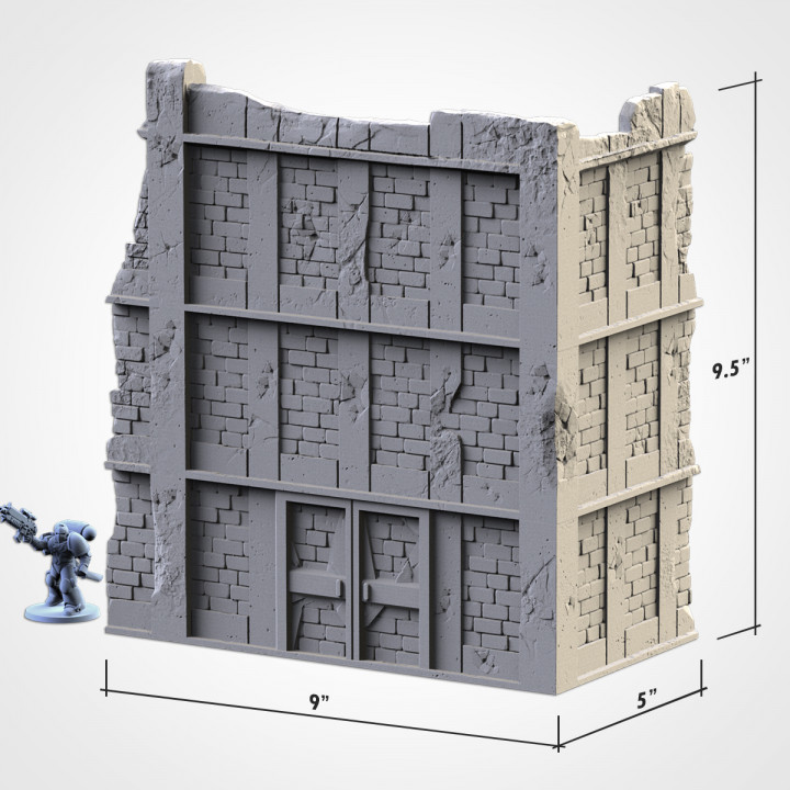 3-Story Tall Building Ruin 2, Modular Warhammer 40K Terrain