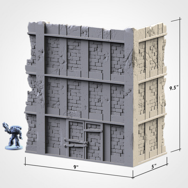 3-Story Tall Building Ruin 1, WTC Modular Warhammer 40K Terrain