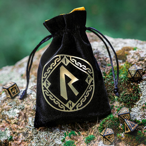 Runic Black & Golden Velour Dice Bag