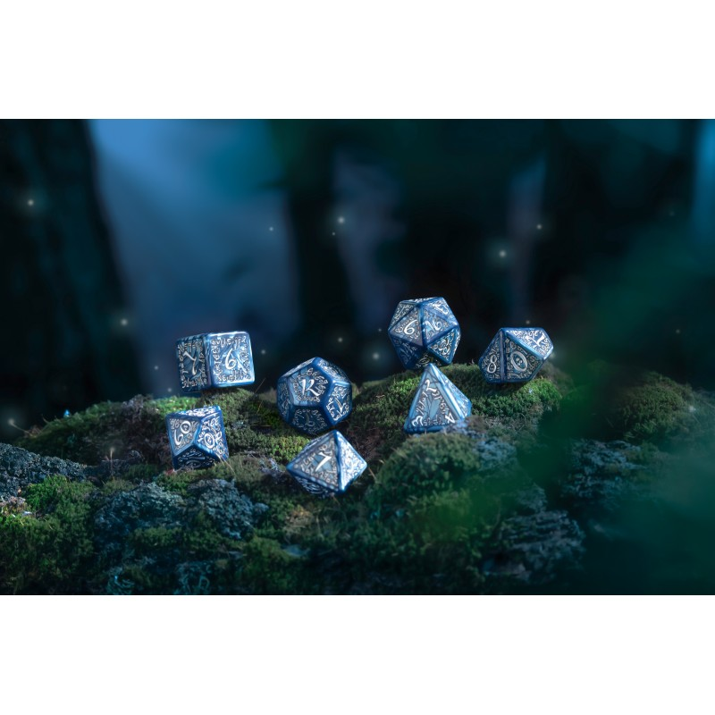 Elvish Cobalt & Silver Dice Set