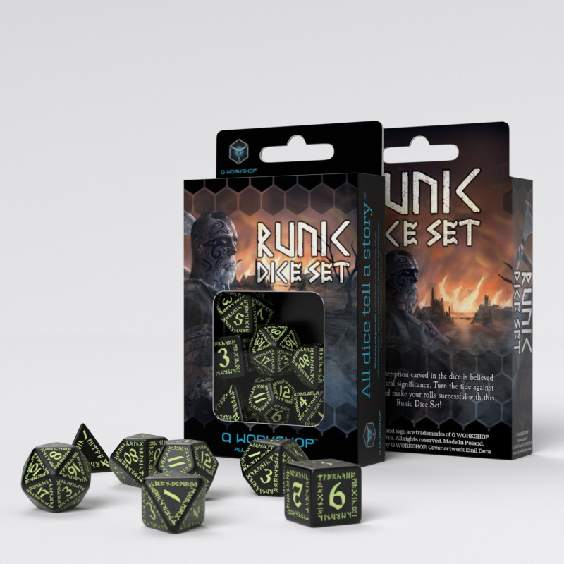 Runic Black & glow-in-the-dark Dice Set