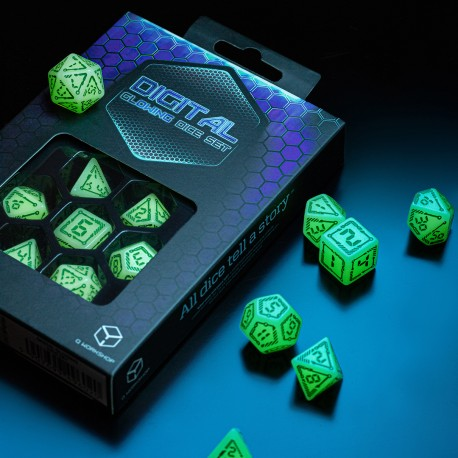 Digital Glowing Dice Set, Glow in the Dark Dice