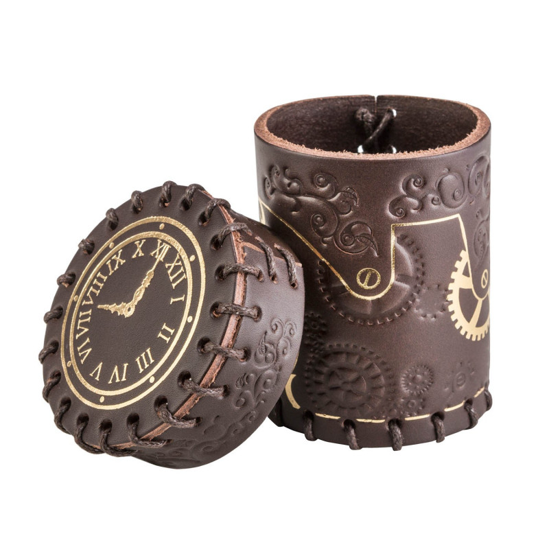 Steampunk Dice Cup, Natural Leather & Handsewn