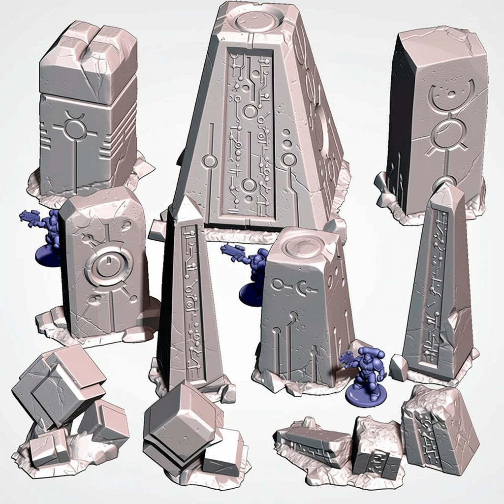 Xenos Monoliths Entire Pack, Sci-Fi Terrain Bundle