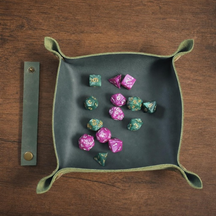 Square Dice Tray, Natural leather