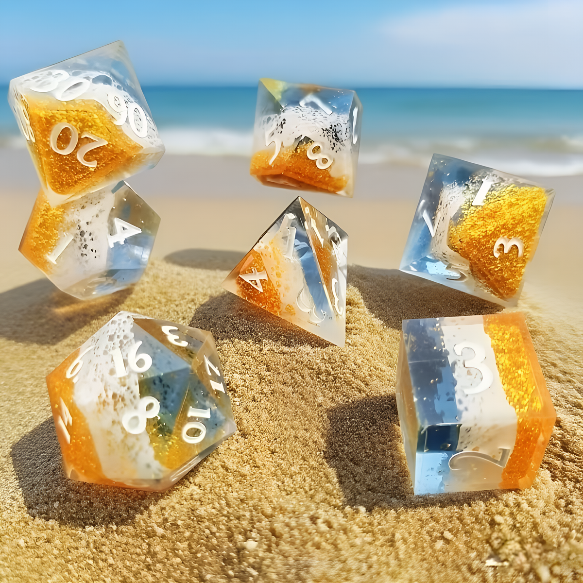 Tropical Waves Dice Set + Velvet Bag