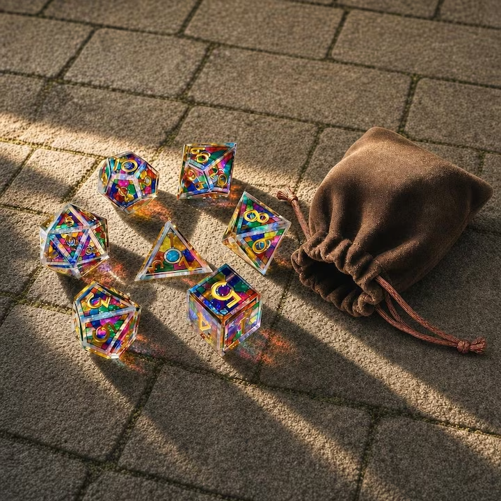 Murals Dice Set + Velvet Bag