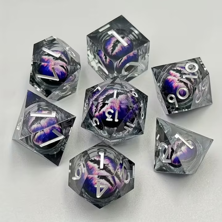 Dragon Eye Dice Set, Liquid Core + Velvet Bag