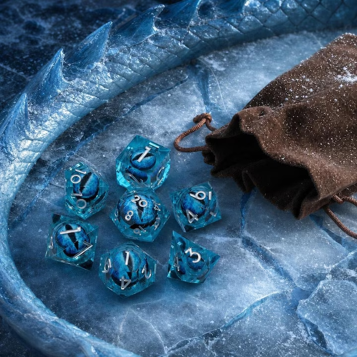 Dragon Eye Dice Set, Liquid Core + Velvet Bag