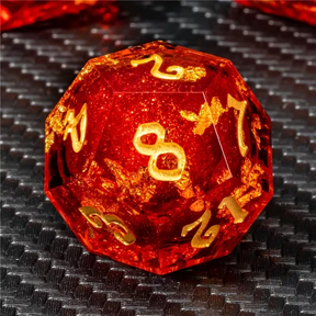 Gilded Ember Dice Set + Velvet Bag