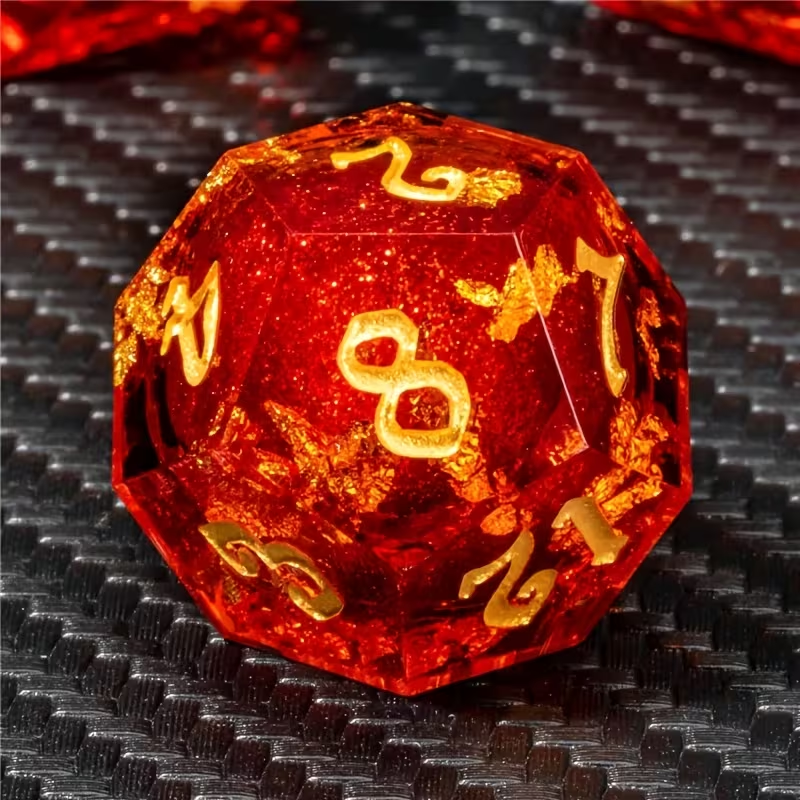 Gilded Ember Dice Set + Velvet Bag