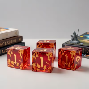 Gilded Ember Dice Set + Velvet Bag