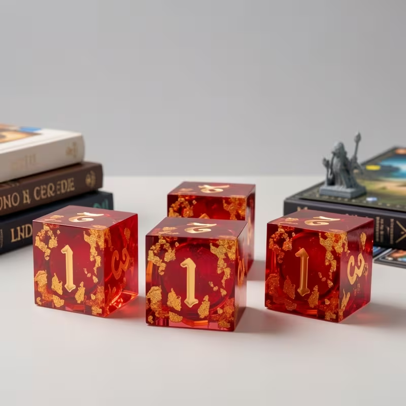 Gilded Ember Dice Set + Velvet Bag
