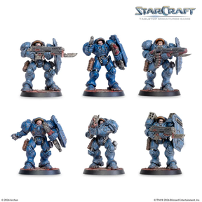 StarCraft Terran Starter Set, six of the nine Marines, painted