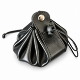 Black dice bag, closed, with snap strap and cord lock