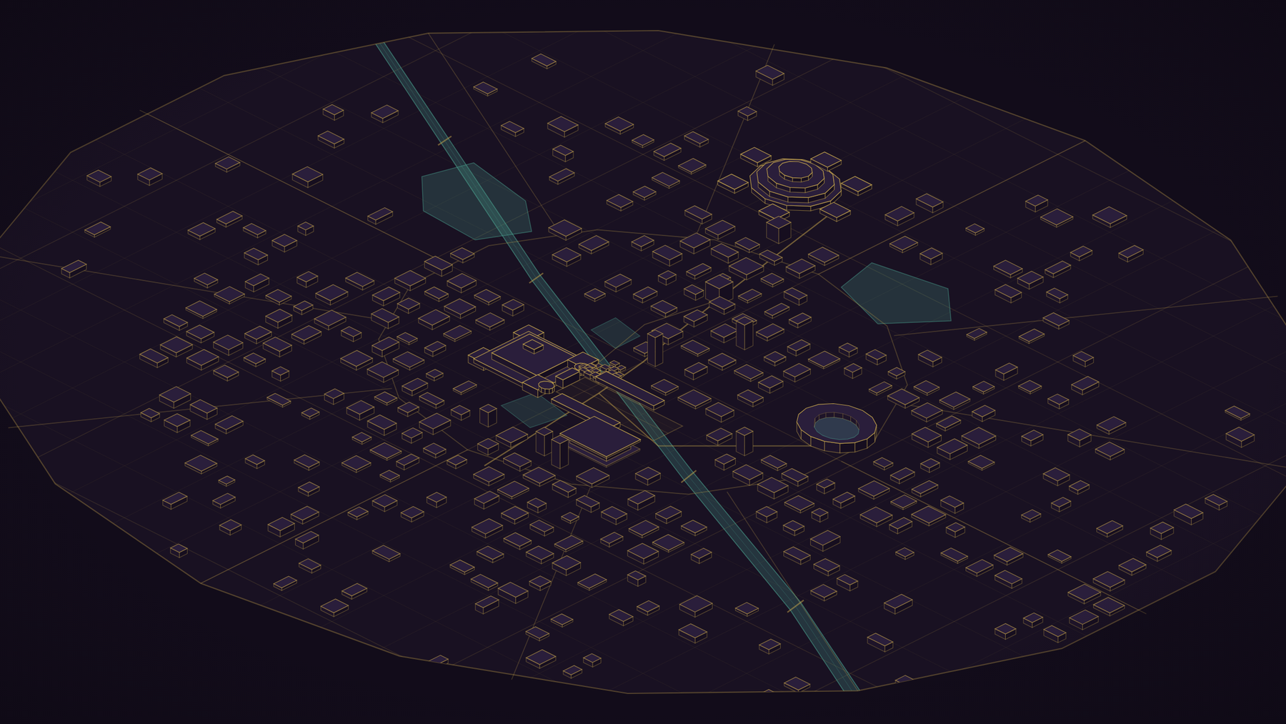 Isometric line map of Bucharest marking the venues where Nerd Castle exhibits