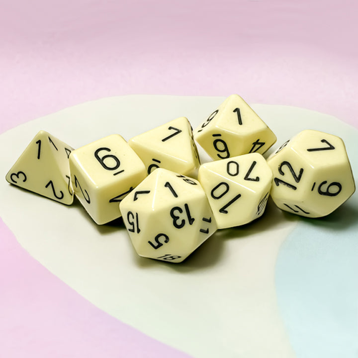 Set 7 Zaruri Chessex, Opaque Pastel Yellow/Black