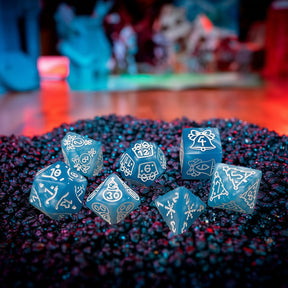 Jack Frost, Christmas 7 Dice Set + Canvas Drawstring Bag