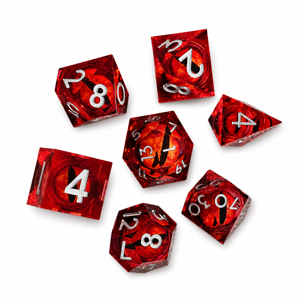 Dragon Eye Dice Set, Liquid Core + Velvet Bag
