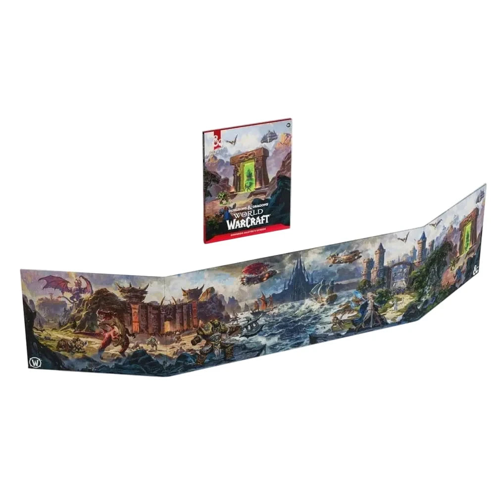 D&D World of Warcraft Dungeon Master's Screen standing open, player side
