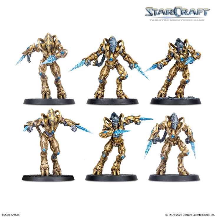 StarCraft Protoss Starter Set, the six Zealots, painted