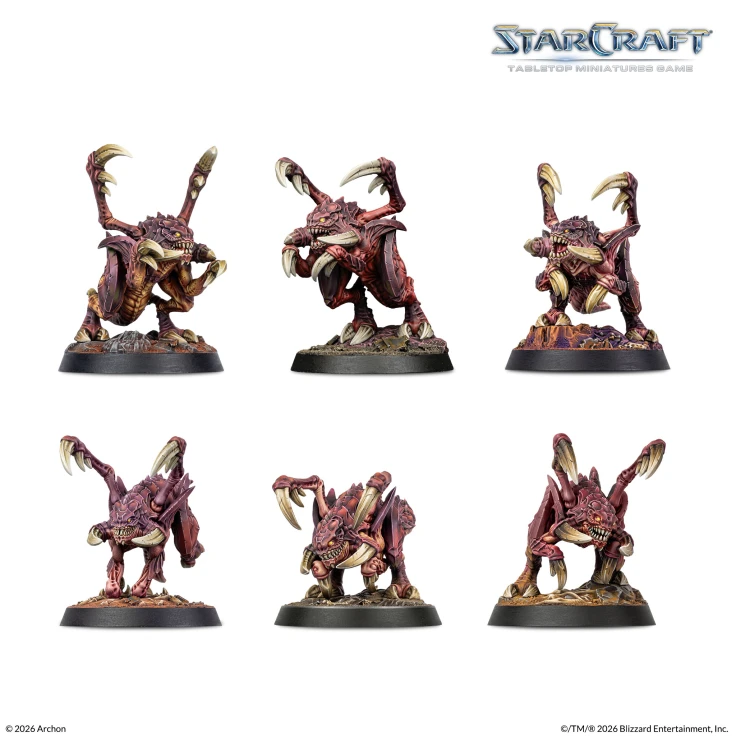 StarCraft Zerg Starter Set, six Zerglings, painted