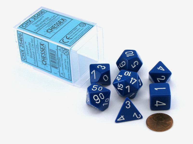 Set 7 Zaruri Chessex, Opaque Blue/White