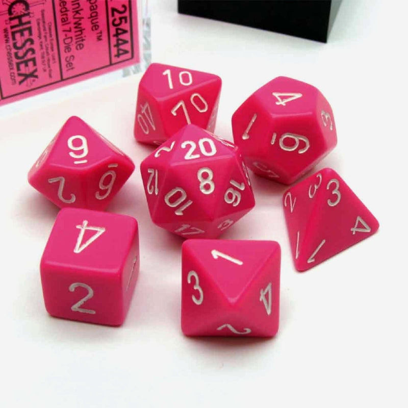 Set 7 Zaruri Chessex ~ Opaque Pink/White