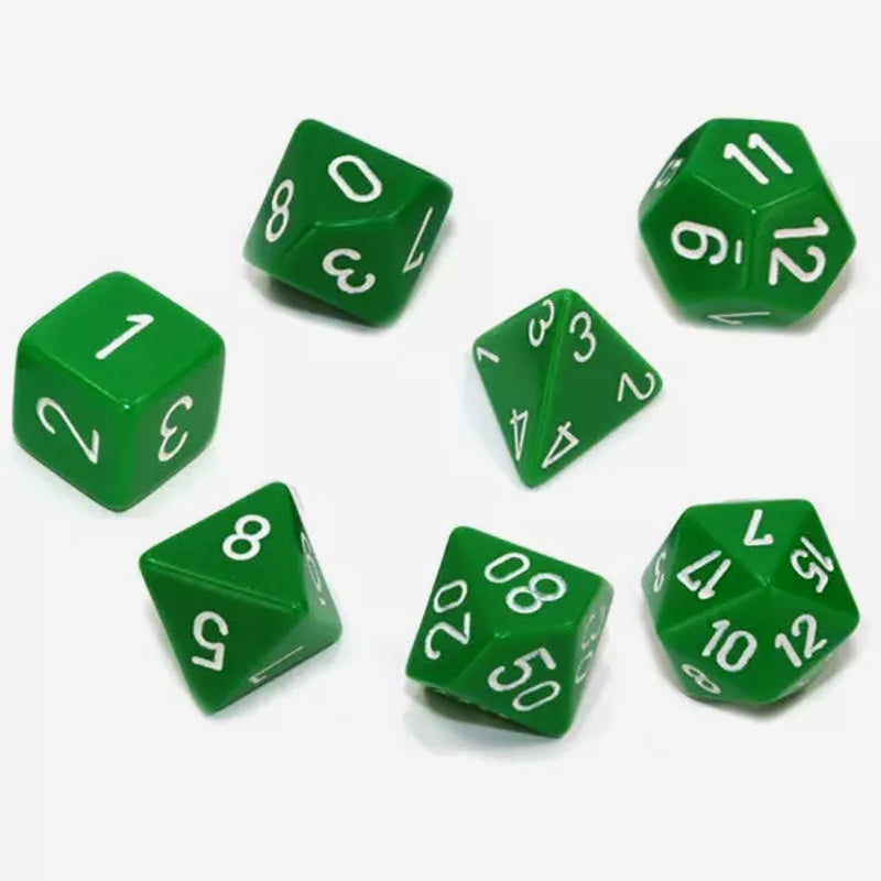 Set 7 Zaruri Chessex ~ Opaque Green/White